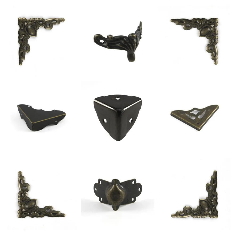 Trending Accessories 2024 Furniture Hardware Fittings Wooden Box Corner Protector Antique Bronze Iron Box Decoration Accessories