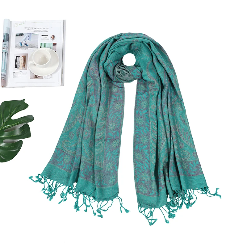 Wholesale Floral Tassel Shawl Women Luxury Scarves Embroidery Soft Bohemia Stole Ethnic Wrap Snood