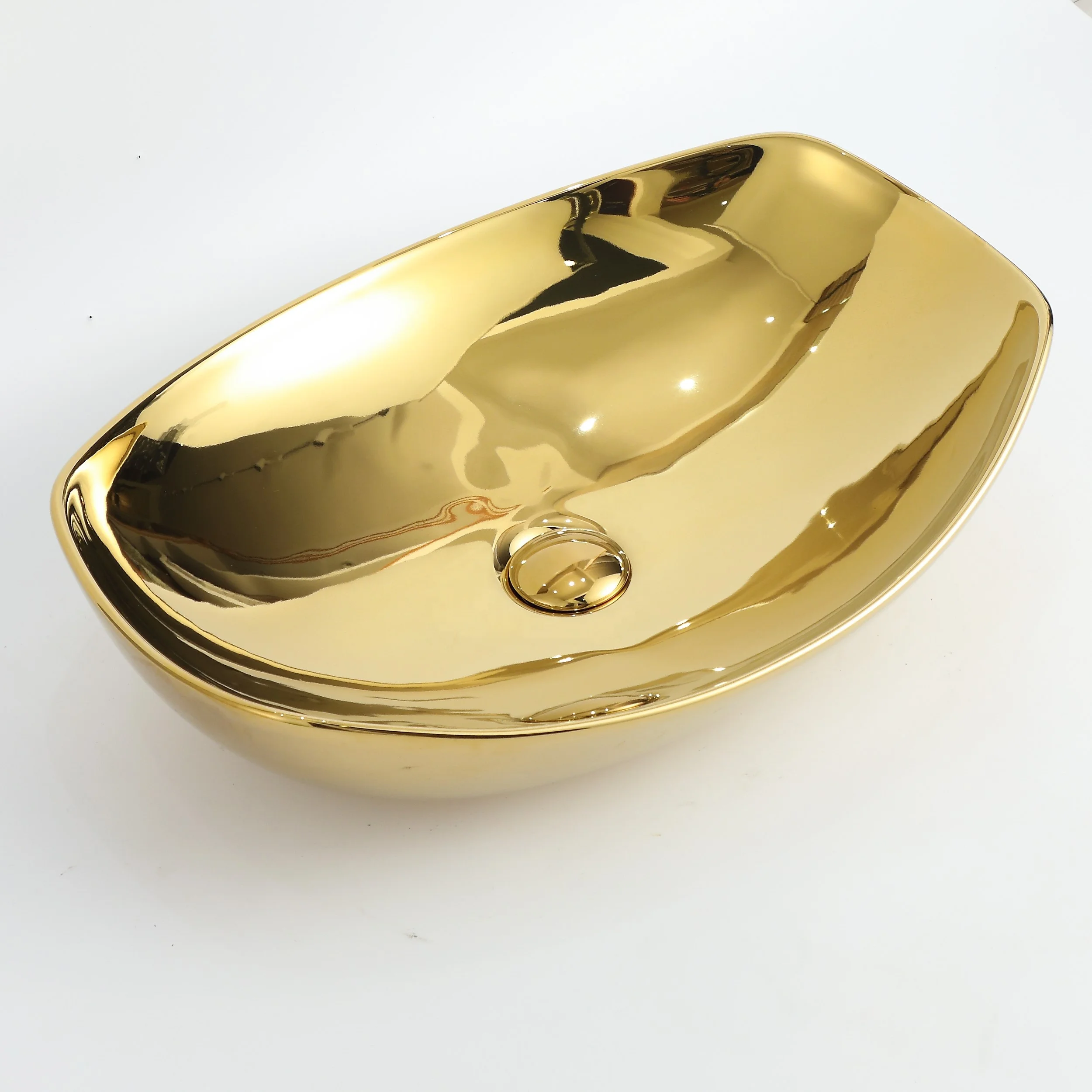 Новая Элегантная раковина для ванной комнаты керамическая золотая Гальваническая Золотая раковина