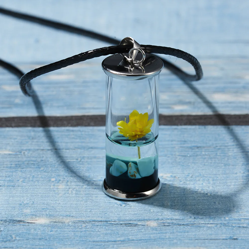 Fashion Diy Daisy Flower Pendant Necklace Wish Bottle Dried Flower Resin Necklace Jewelry For Women Girls
