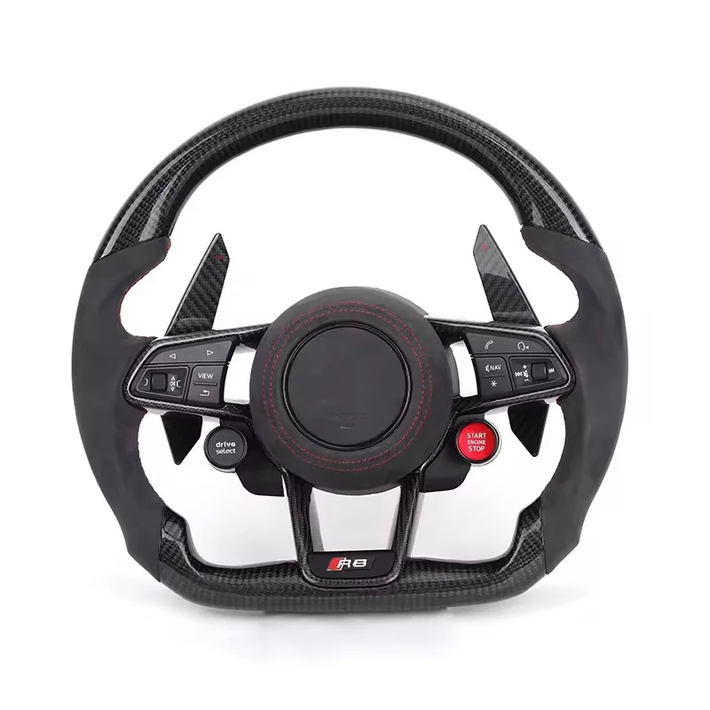 R8 With Start Button Drive Select Half Alcantara Steering Wheel for Audi A3 A4 A5 A6 C7 C6 C8 B7 B8 B9 Q3 Q5 Q7 RS3 RS7 S600 8V