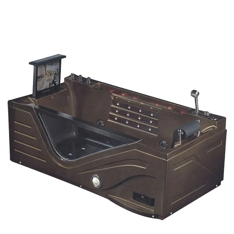 Acrylic Bathtub with Tv, Inflatable Bathtub for Adults Modern Colored Bathtubs, Coffee Color Bathtubs Massage Corner One Person
