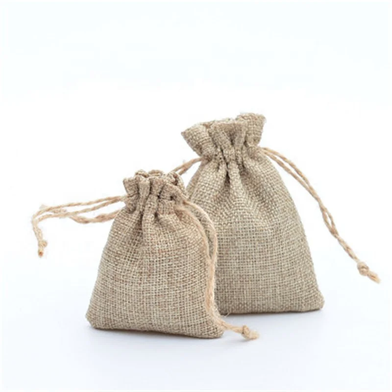 7x9cm 8x11cm Burlap Fabric Bag Jute Hemp Bags Wholesale Pouches jute burlap bags drawstring with logo