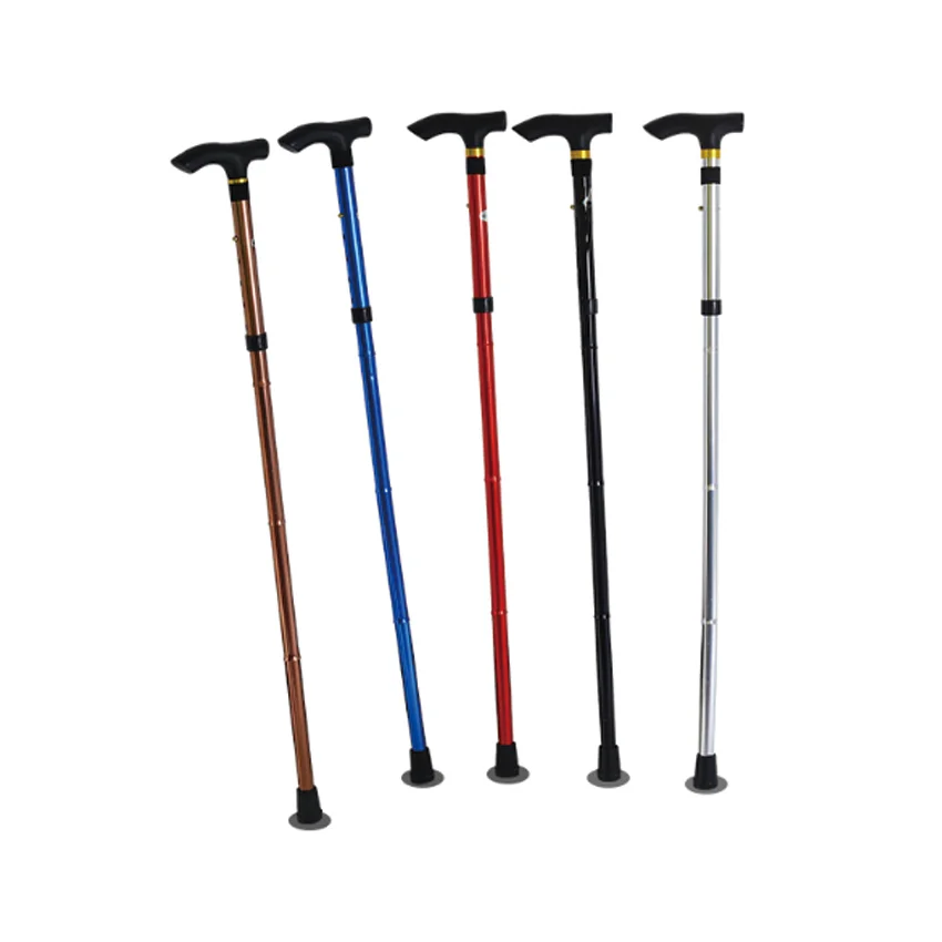 Aluminum Walking Cane Trekking Poles Telescopic Straight Handle Cane Hiking Mountain Climbing Stick