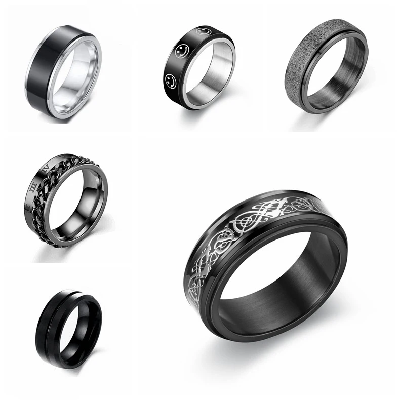 Fidget for Anxiety Stainless Steel Spinner Ring Anti Anxiety Spinning  Stress Relieveing Rings for Women Men