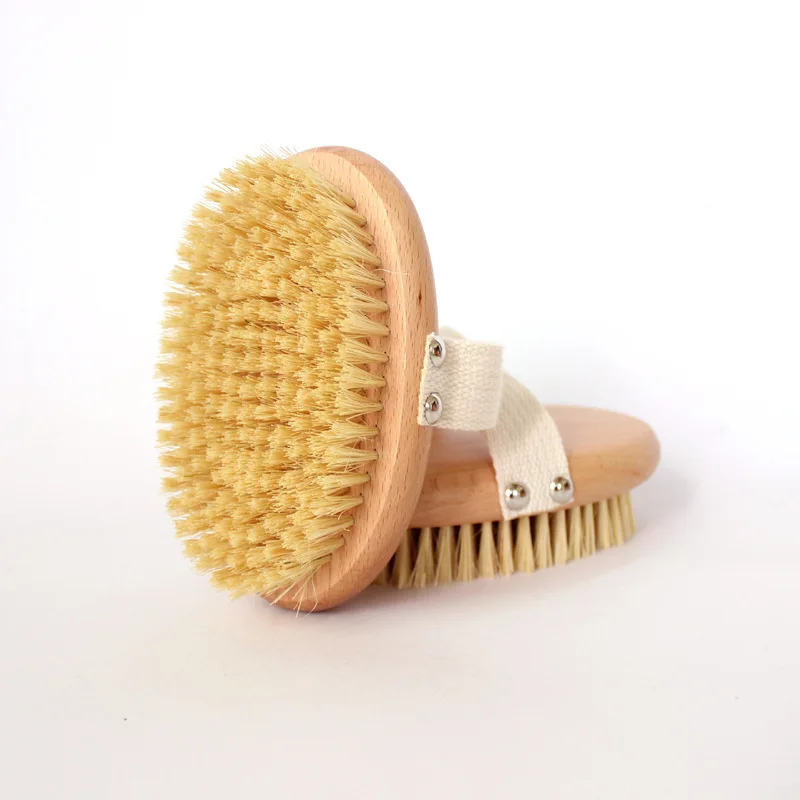 Factory wholesale 100% natural Sisal bristle wooden handle shower dry body bath brush