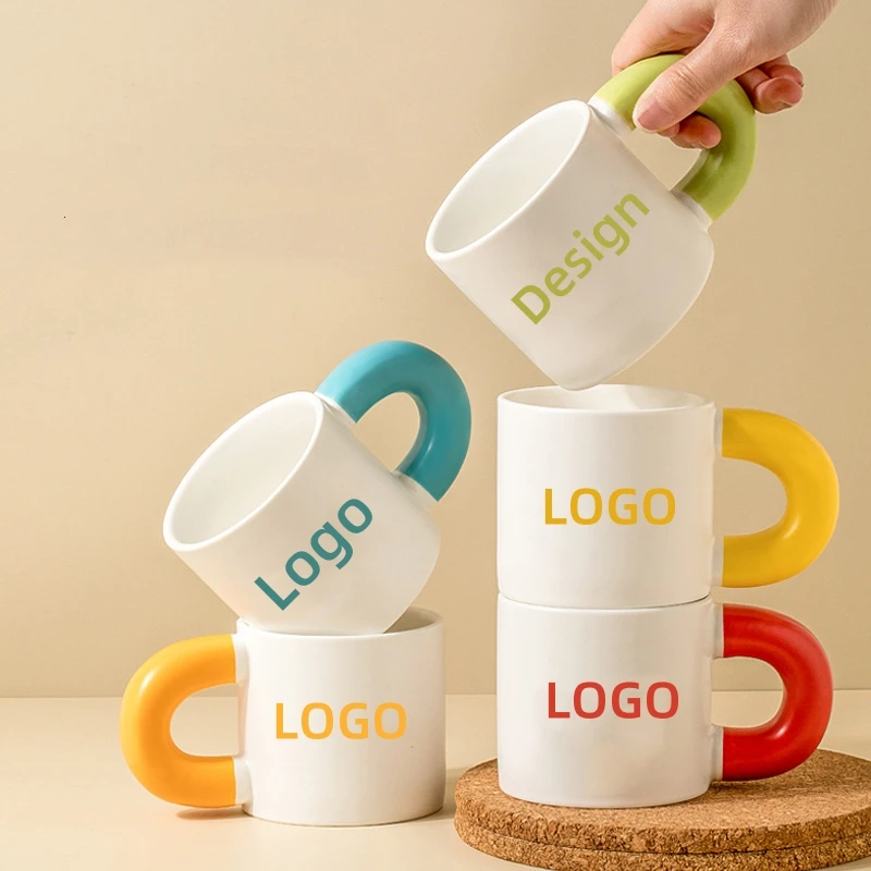 Factory Supply Cheap 12 OZ Matte Porcelain Tea Water Big Belly Cup Custom Logo Lager Capacity Ceramic Coffee Mug For Gift