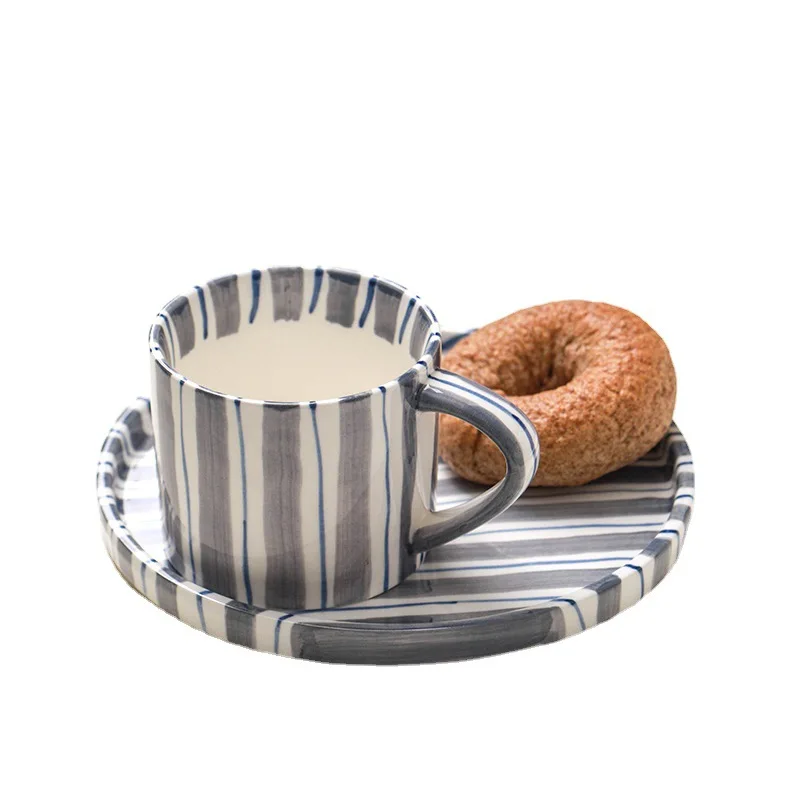 Solhui Retro ceramic splashed coffee cup and dishes breakfast tea cups and plates