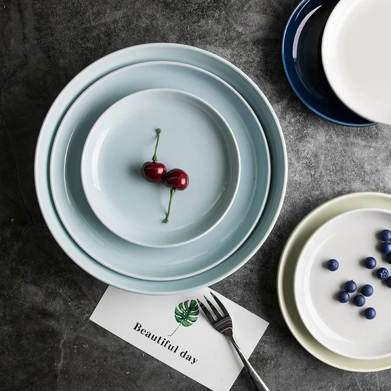 
Hot sale popular design durable 6 inch vintage tableware round steak dishs restaurant ceramic plates 