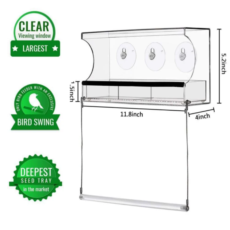 The New Creativity Window Bird Feeder Tray With Cups And Wire ,acrylic Bird Feeder