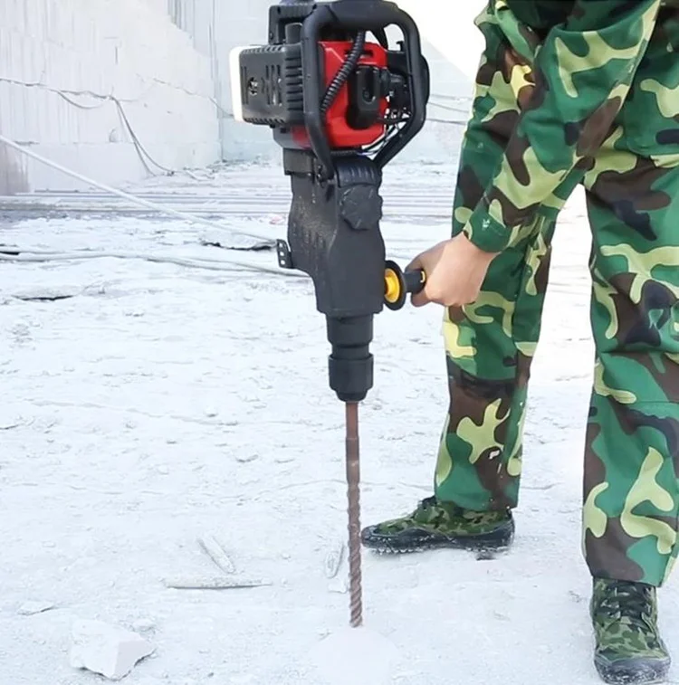 Бензиновая буровая машина, 2 функции, бензиновая аккумуляторная молотковая дрель для разбивания камней, бетона, сломанная с буровыми сверлами