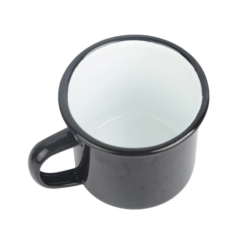 Printing Logo Vintage Black Enamel Camping Mug Enamel Camping Mug Travel Cup Morning Coffee Mug 12oz/16oz