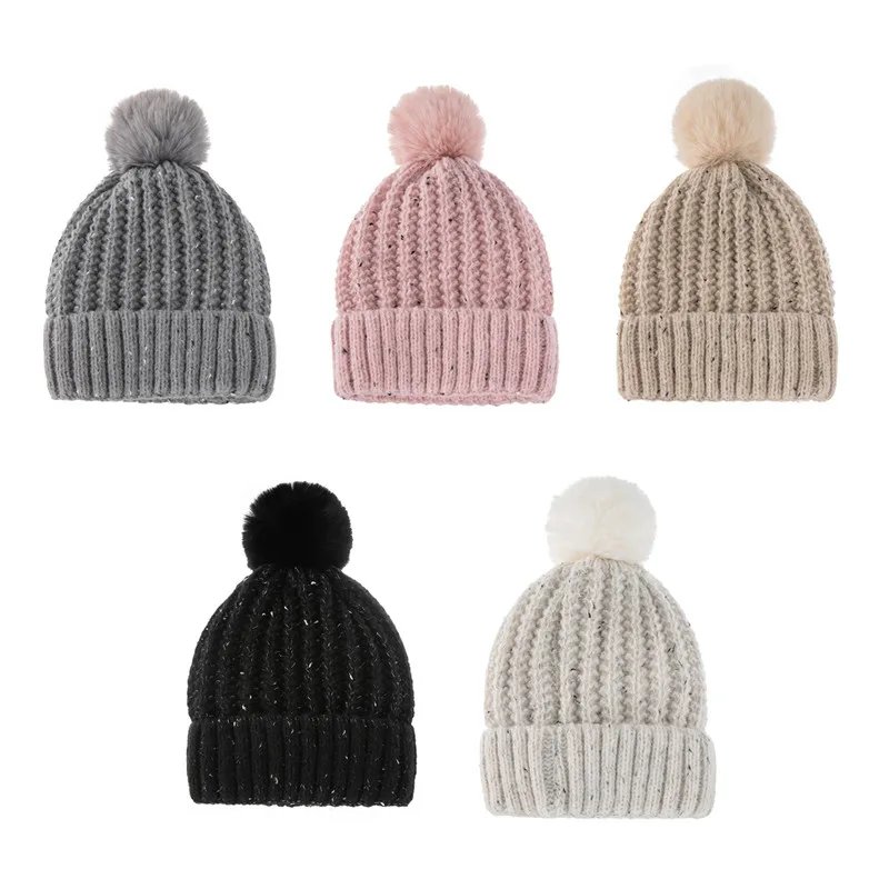 2024 New Pom Pom Knit Blank Recycled Cuffed Roll up Personalized Adult Plain Beanie Winter Hats