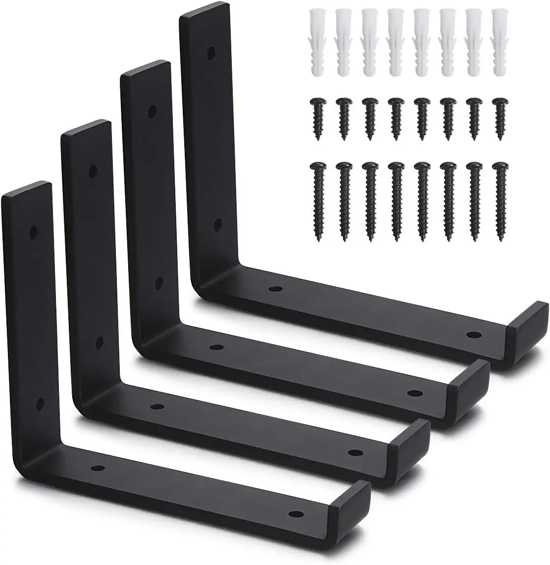 Black L Angle Support Heavy Duty Industrial Rustic Floating Decor Cast Iron Steel Wall Shelf Brackets