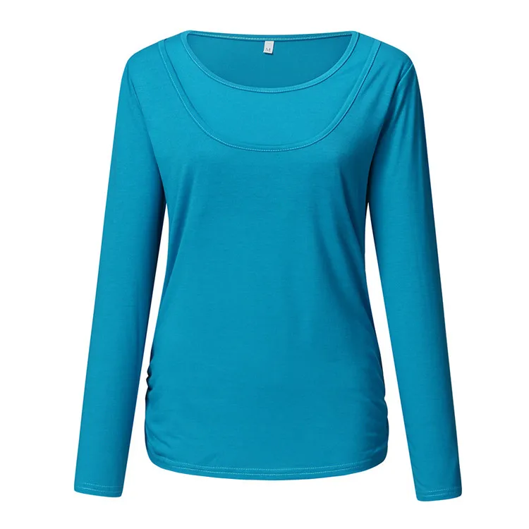 
New Round Neck Long Sleeve Slim T-Shirt Maternity Feeding Tops for Women 
