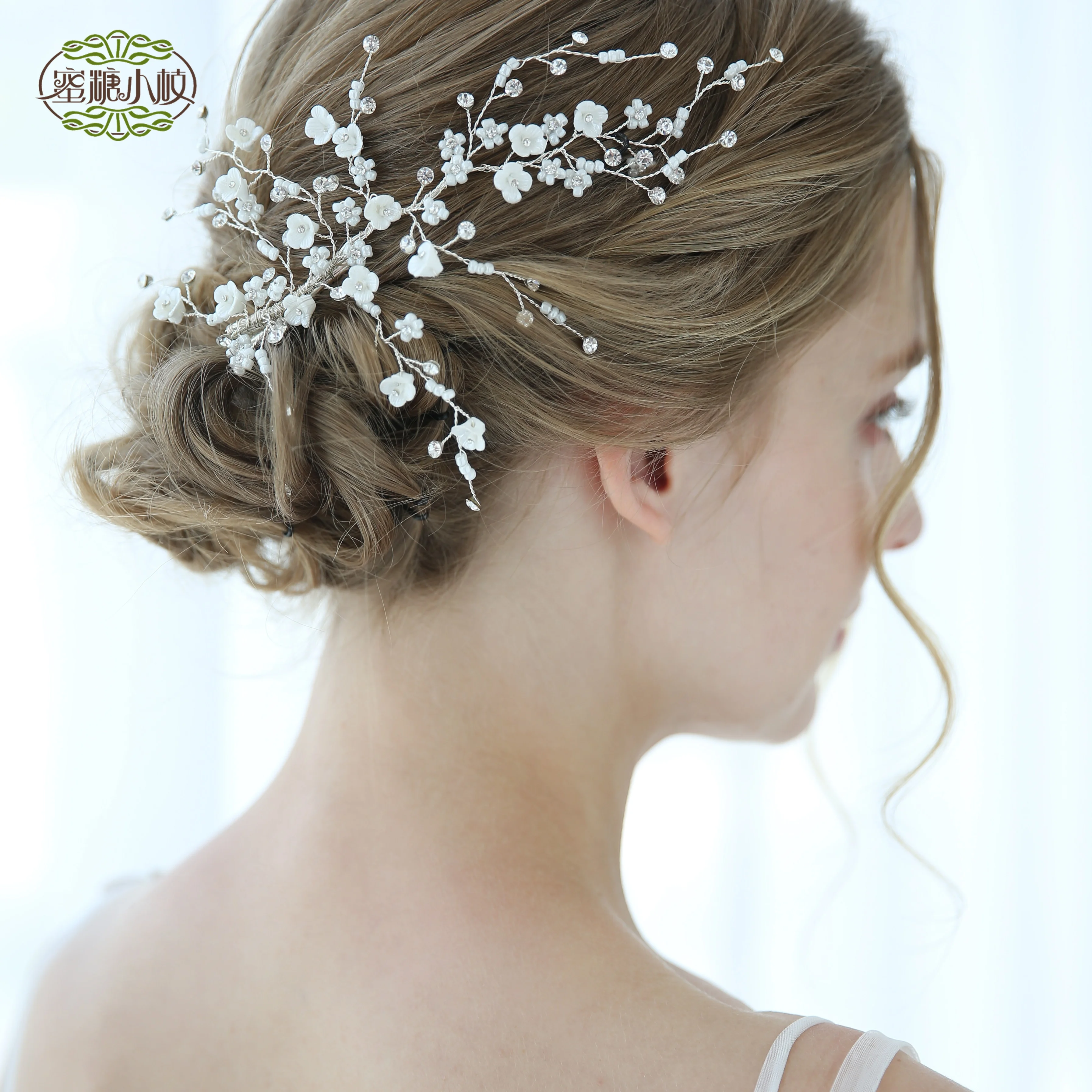 2019 Handmade Flowers Crystals Wedding Hair Jewelry Accessories Bridal Floral Hairband Hair Clips For Women