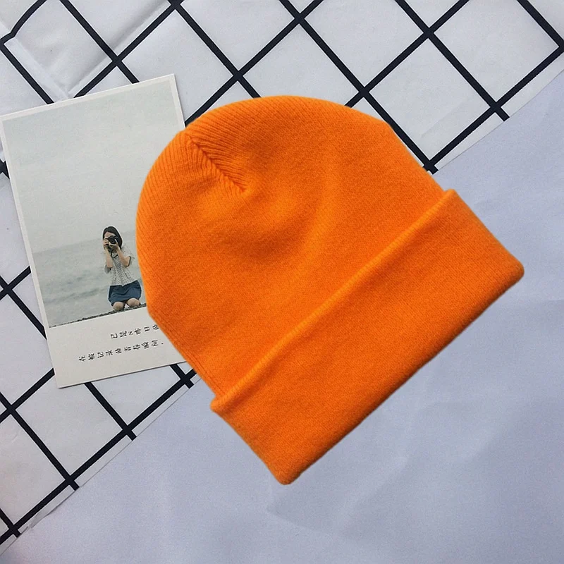 In stock wholesale low MOQ popular high quality acrylic blank colorful children warm winter hat custom label kids knit beanie
