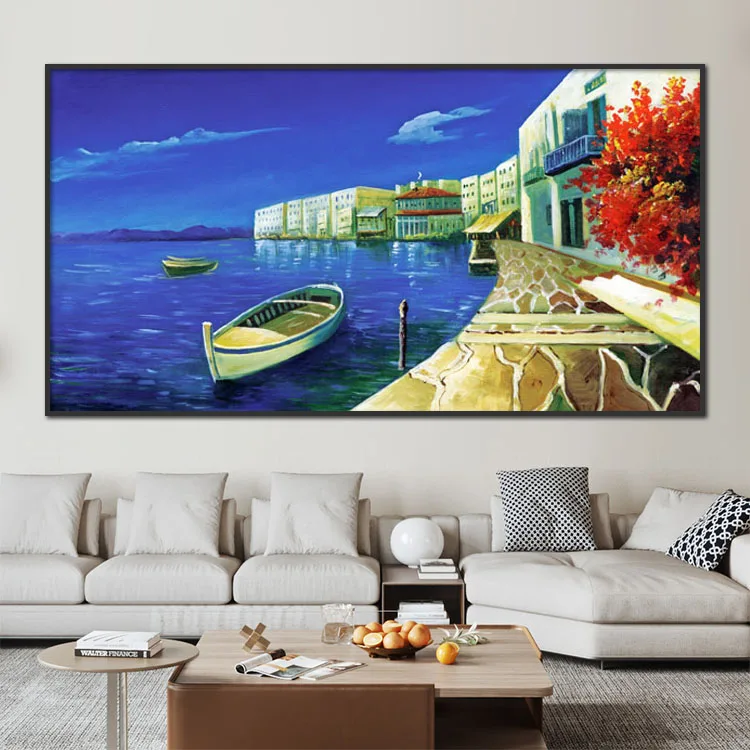 Seascape Canvas Painting Wall Art Blue Sea Beach Seaside Scenery Artwork Cuadros Decorativos For Home Decoration