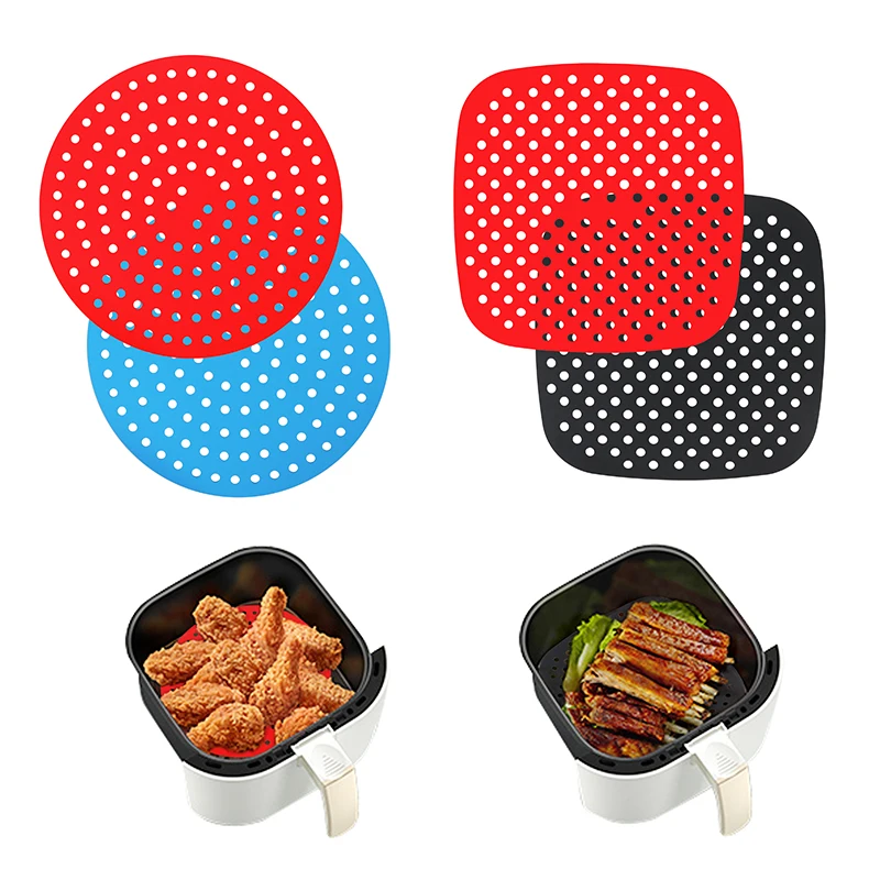 Air Fryer Silicone Pot 2Pcs Air Fryer Silicone Liners Round Food Safe Non Stick Air Fryer Mat Oven Accessories