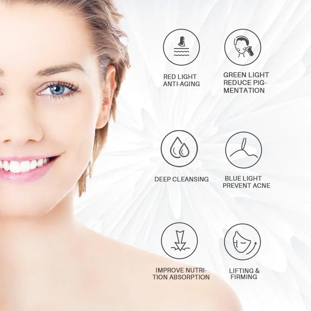 J-style 4 in 1 Photon Therapy LED Facial Skin Lifting Microcurrent Vibration Face Massager Tighten Rechargeable Beauty Device