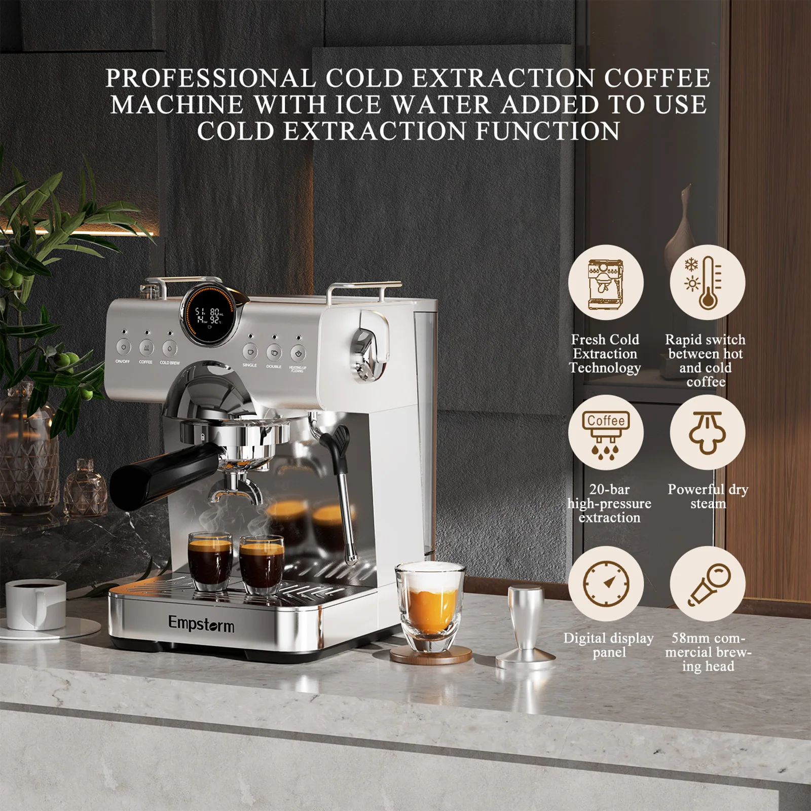 Empstorm factory price wholesale retail coffee maker cappuccino 120v cold brewing coffee machine with manual instructions
