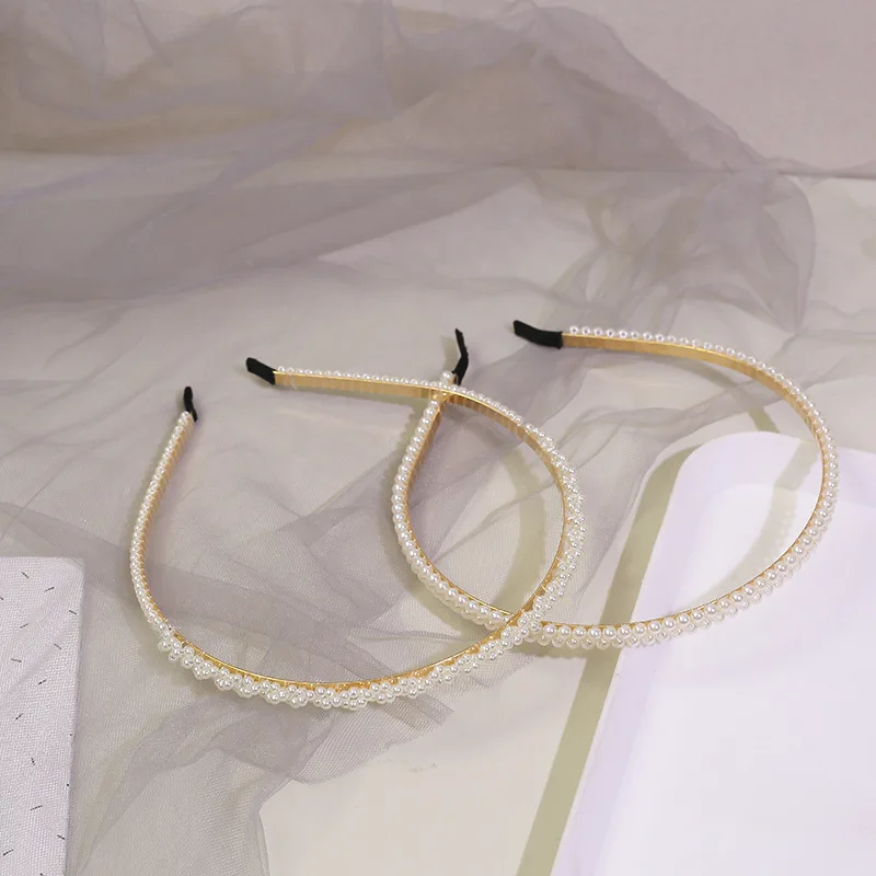 New Popular Korean Elegant Pearl Headband Simple Thin Hair Accessories for Girls