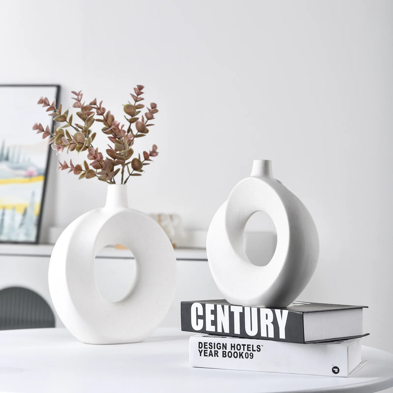 Modern Ceramic Vase Whirlpool Round Ring Vase Nordic Style Curved Vases