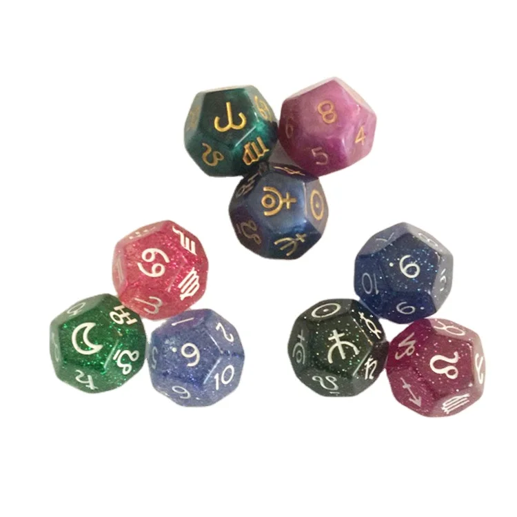 
3Pcs/Set Creative Polyhedral Dice Set 12-Sided Astrology Zodiac Signs Dice For Constellation Divination Toys Board Game Dice 