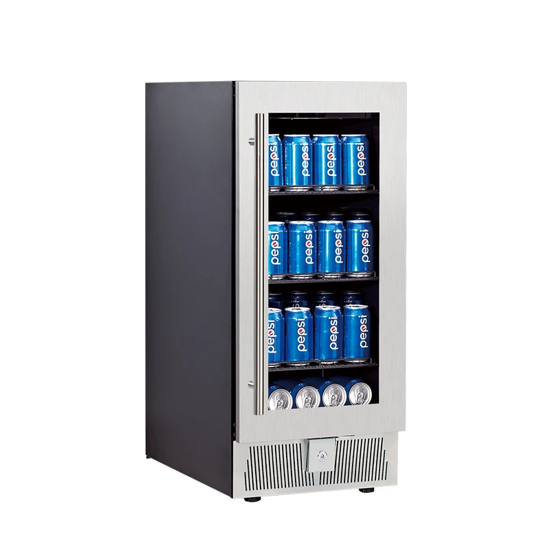 Best-Selling 24 Inches French Stainless Steel Double Glass Door Silluette Beverage Wine Cooler