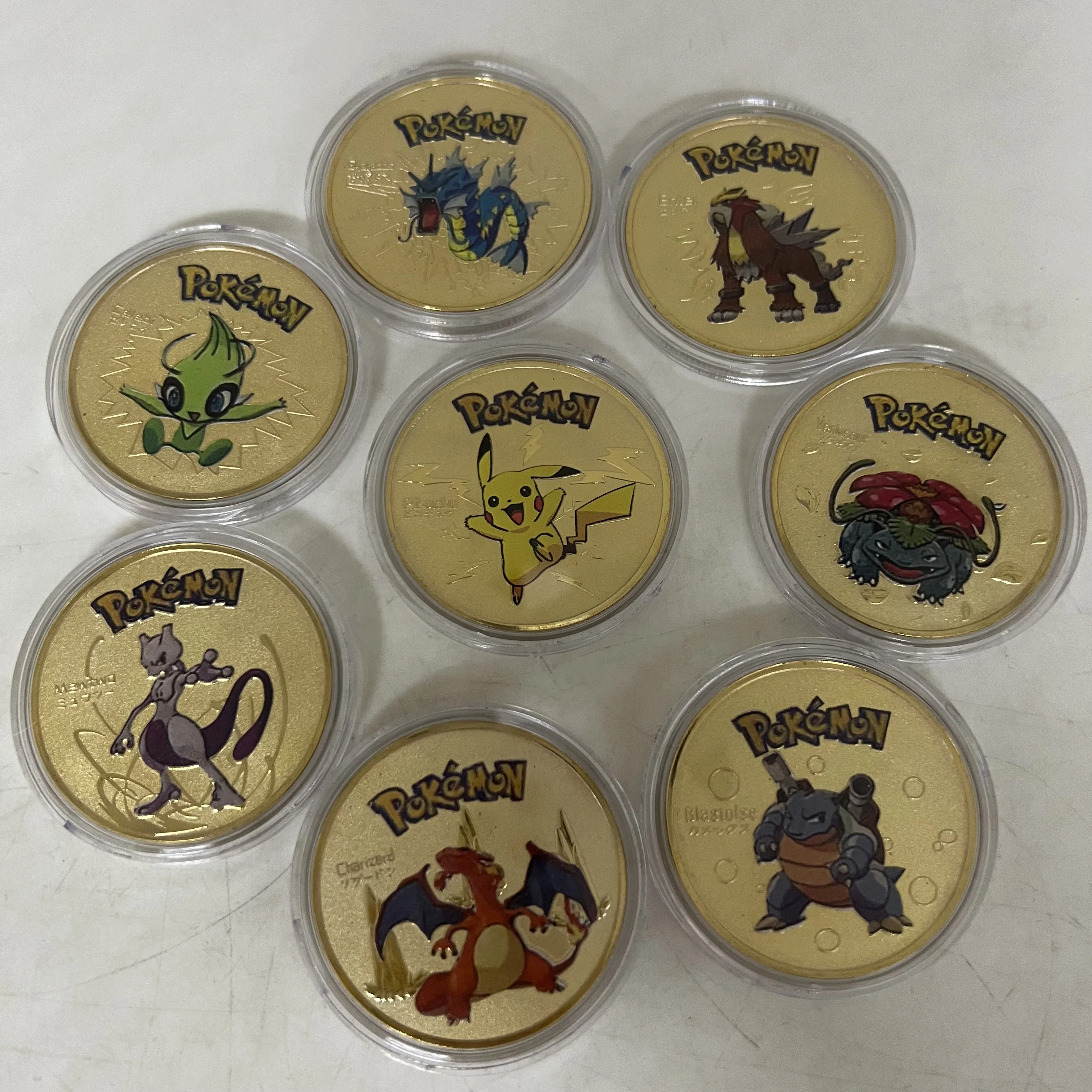 Japanese Animals Pocket Monster Gold Coin Charizard Pikachu Squirtle Metal Gold Silver Coin Poke-mon Commemorative Coin