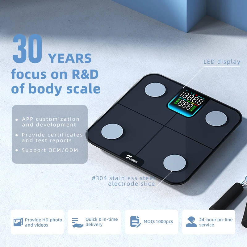 Hot Selling 180KG Glass Smart Scale High Accuracy Bluetooth Digital Scale Human Fitness Body Fat Scale With Heartrate Monitoring