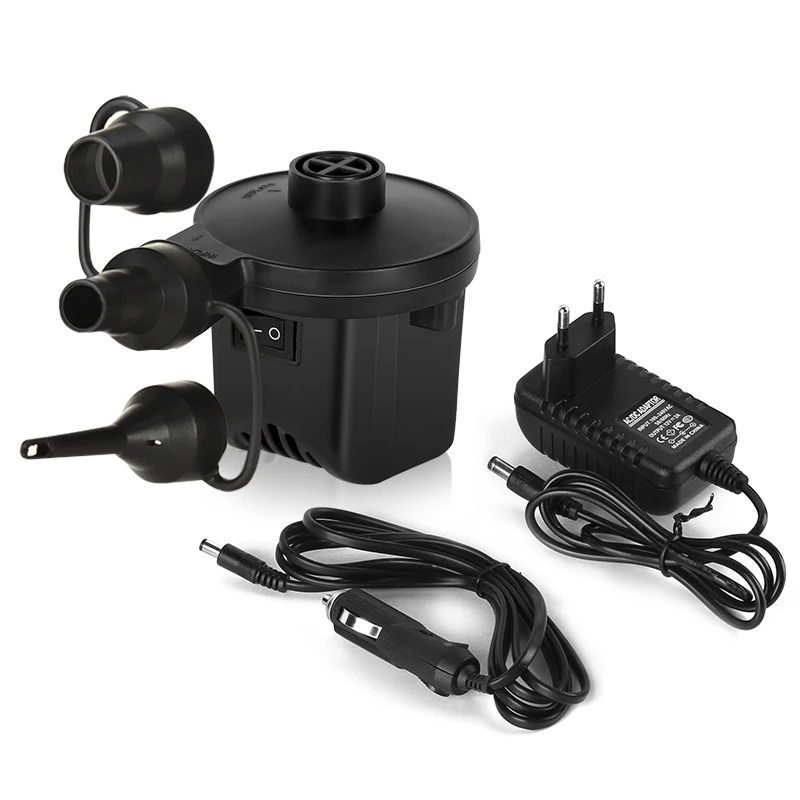 Portable Electric Air Pump With European Adapter Air Mattress Pump Quick Fill With 3 Nozzles For Swimming Ring And Pool