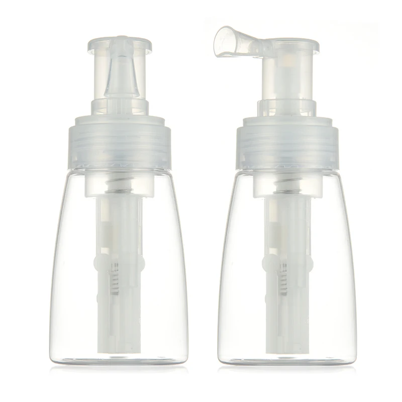 factory wholesale PET 14ml 18ml 25ml plastic cosmetic travel size clear spray baby talcum powder bottle  dry powder spray bottle