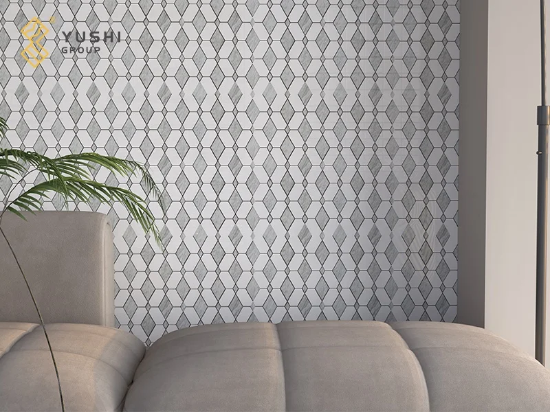 Yushi Group attractive Mosaic Marble Green+Sichuan White mosaic for flooring tile and deco