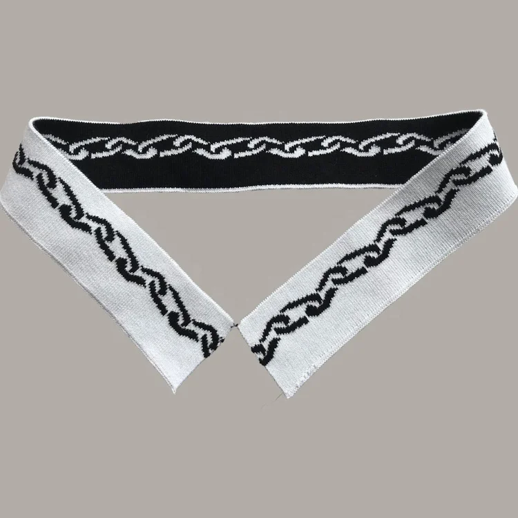 
Full Cotton Double-sided Jacquard Knitted Rib Collar And Design Flat Chain Pattern Collar For Clothing Accessories 