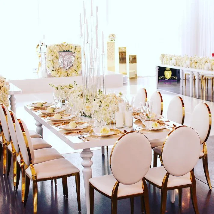 Best elegant wedding chairs and sweetheart white tables for catering