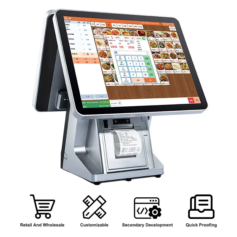 Двухэкранная POS-Система android pos-принтеры Windows/Android-машина