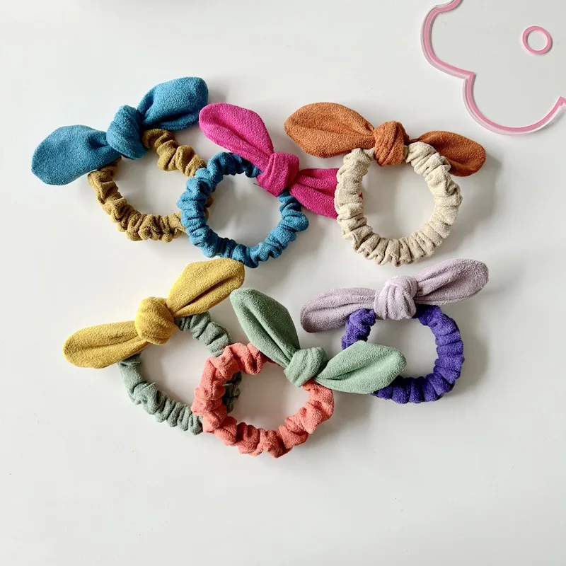 Korean new bow hair circle matching color elastic hair bands for girl hair accessories