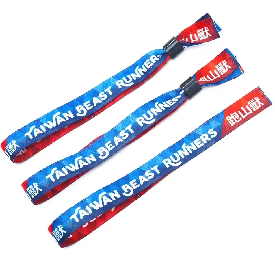 RFID CHIP High quality custom event festival party ribbon satin fabric brands logo text printing wristbands Bracelets