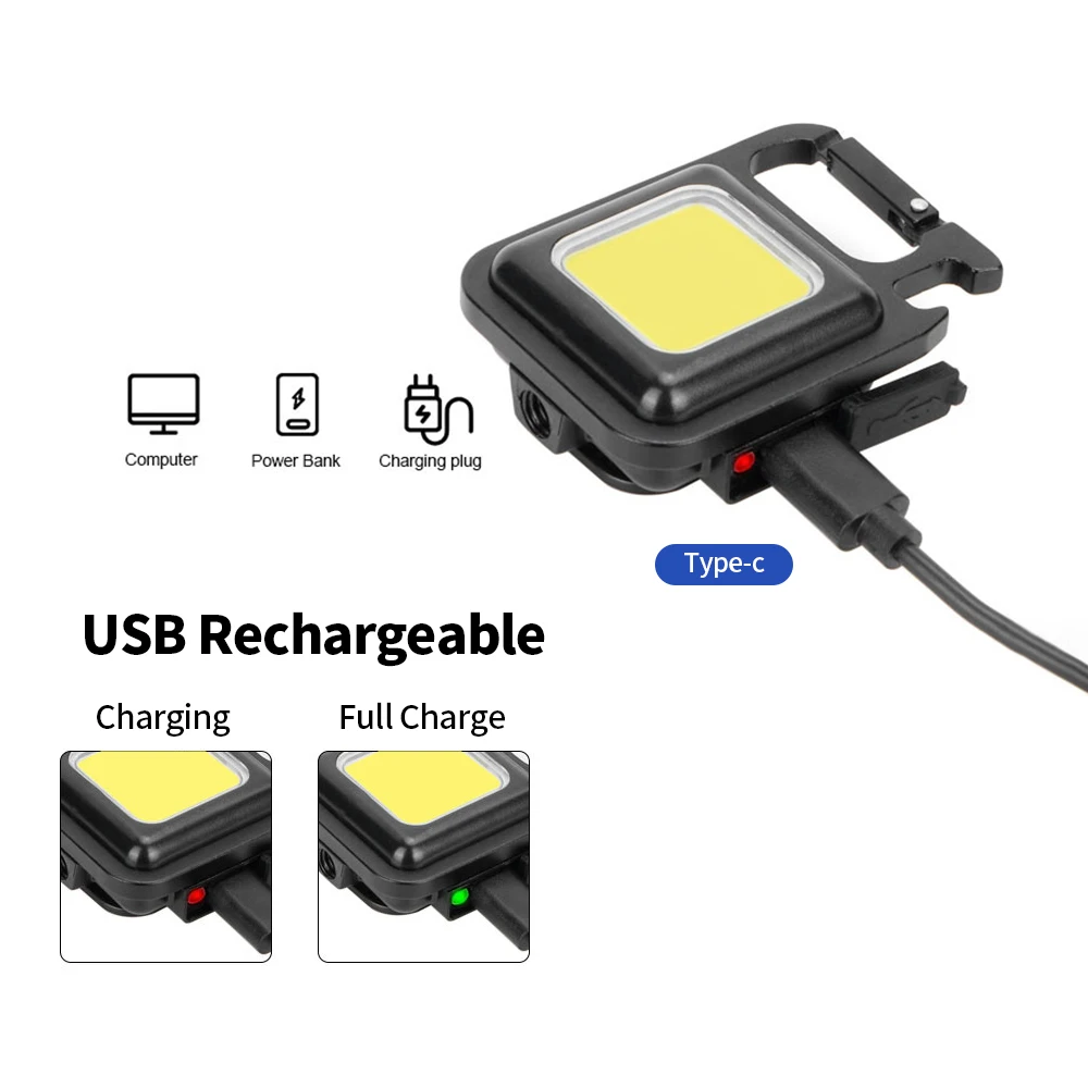 Multifunctional Charging Emergency Keychain Portable Work High-Brightness COB Inspection Outdoor Camping Light