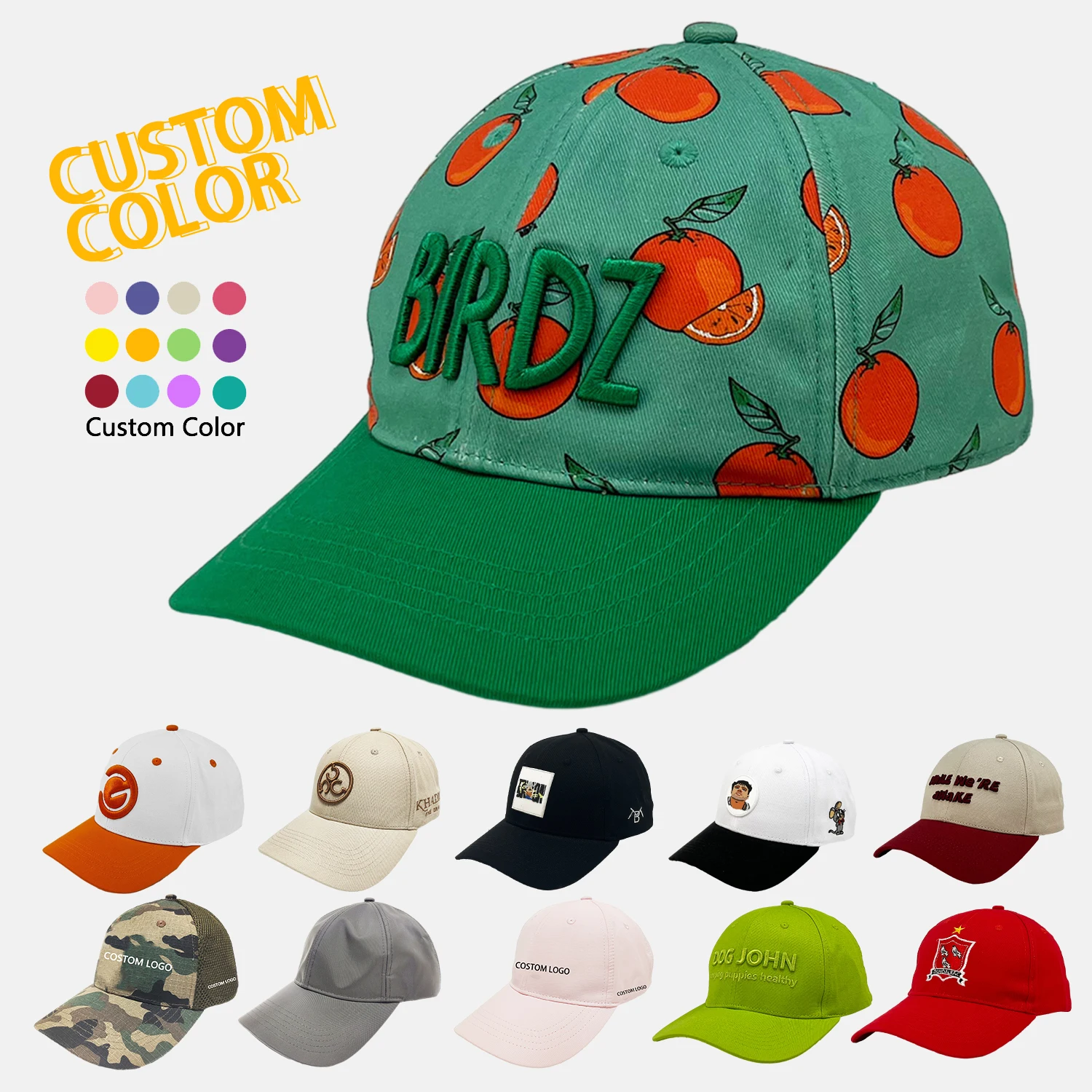 wholesale customize caps with own logo High Quality  Cotton baseball fashion Raised Embroidery Logo caps caps