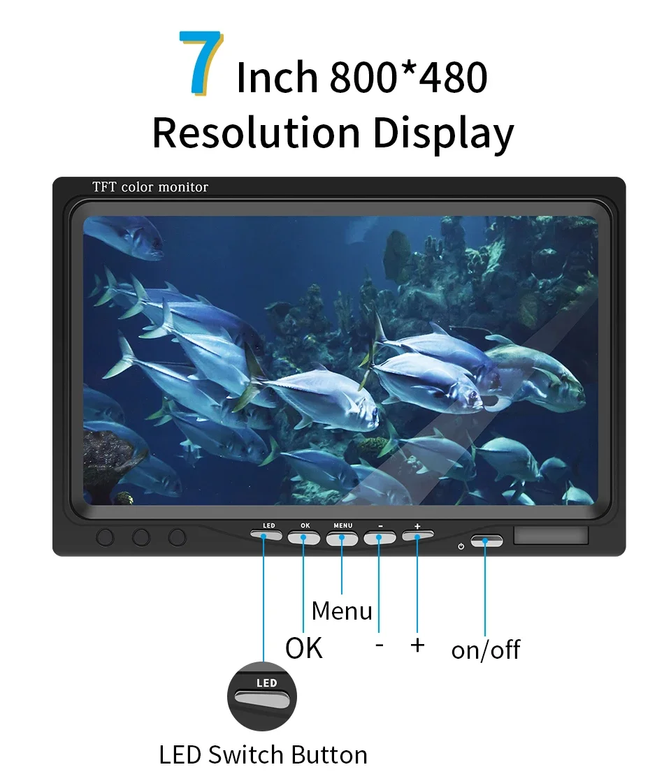 EYEWA Underwater Fishing Camera 7' HD 720P Ice Fishing Camera w/4500mAh Li-Battery IR for Dark Ice Fishing Fish Finder Camera