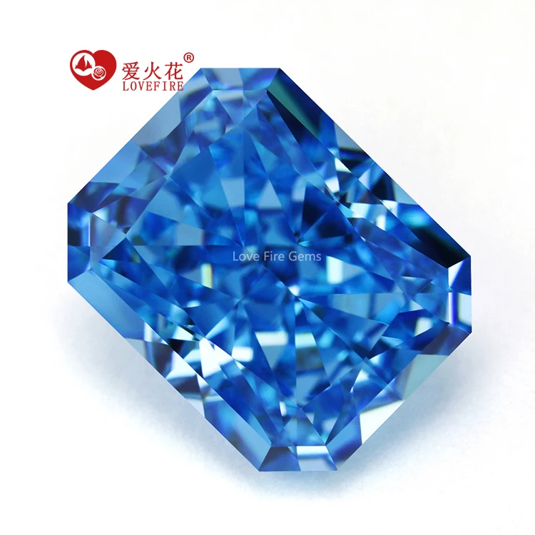 Ready stock 5A+ fancy cut Aqua blue color loose zircon stone price 4K crushed ice cut cubic zirconia synthetic cz