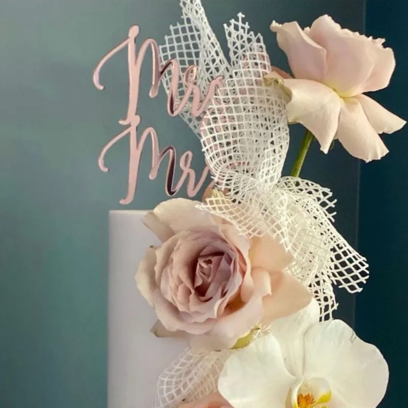 Instagram style MR&MRS Love Wedding Proposal Acrylic Cake Insert Couple Cake Decoration