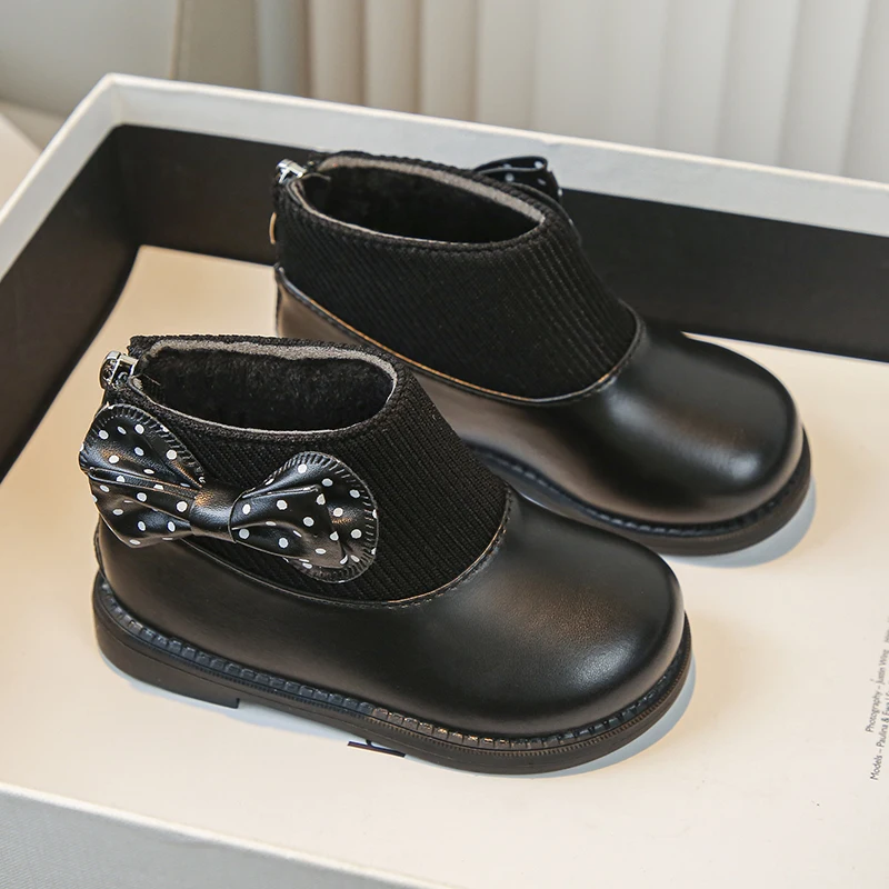 New Fashion Wholesale Plus Velvet Warm Non-slip Winter Knit Boots for Girl Kids