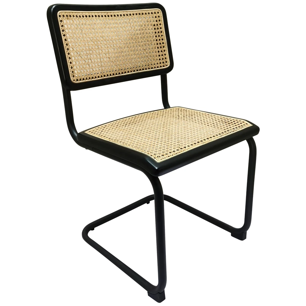 Metal Legs Light Beech Finish Cane Back Dining Rattan Wicker Chair