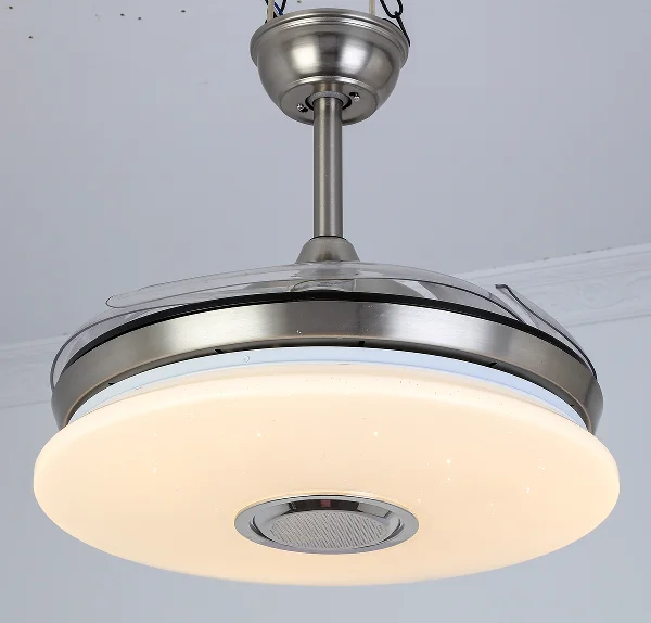 Modern indoor home remote control living room dining golden crystal ball ceiling fan