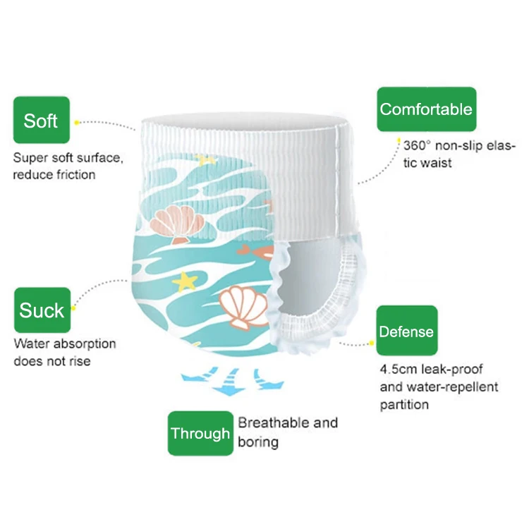 drypers baby diapers pant High Quality Soft Breathable  Disposable Baby Diaper Pants 5 Cotton Baby Diaper Training Pants