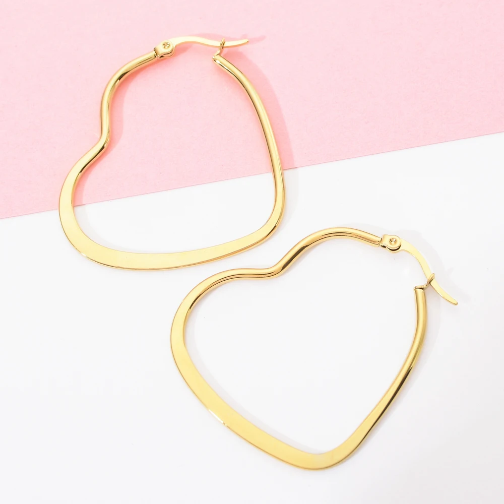 ZMZY Fashion Simple Big Drop Statement Stainless Steel Hexagonal Geometry Female Gold Hoop Earrings for Women Jewelry