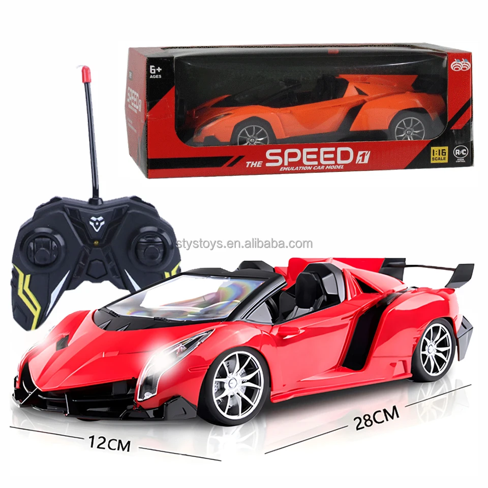 Electric Sport Roadster 1/16 Sports Racing Remote Control Car RC Model Toy with Headlight